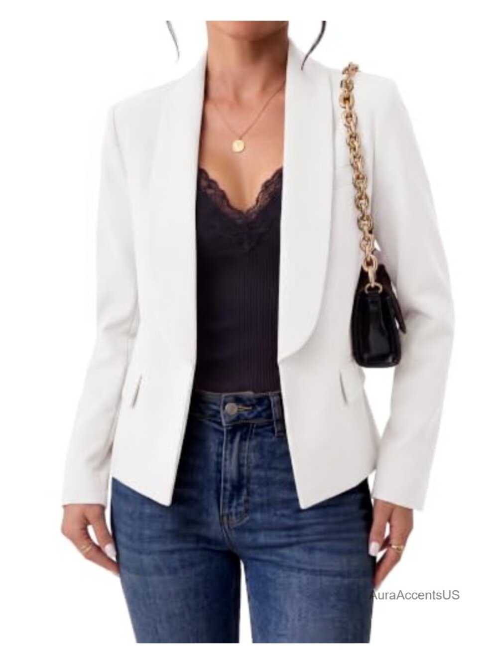 Womens Business Casual Shawl Collar Lined Blazer Suit Jacket Long Sleeve